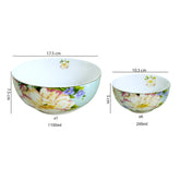 Pastel Floral Porcelain Dessert Set with Gold Trim (7-Piece)